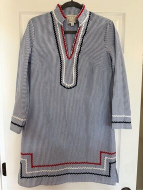 Sail to Sable Red White & Blue Embroidered Tunic Dress